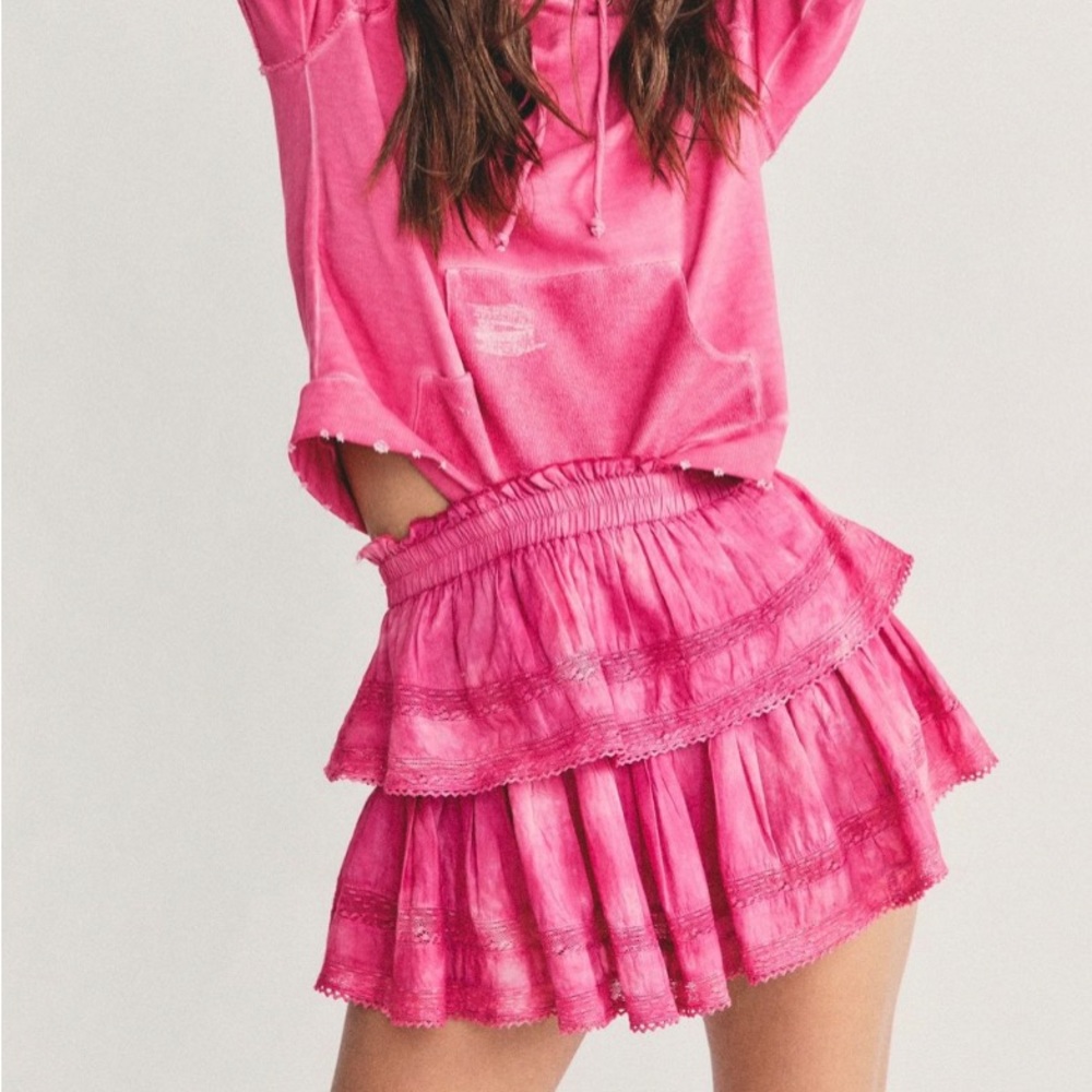 HOT PINK LOVESHACKFANCY RUFFLE MINI SKIRT